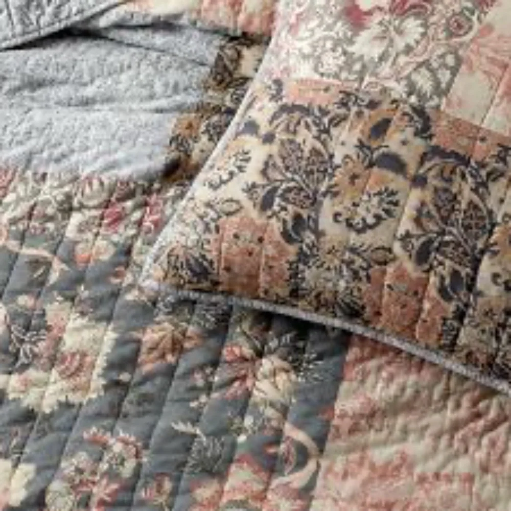 Pottery Barn Floral Patchwork Pillow in Blue, Pink, Cream